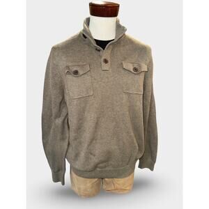 Banana Republic Men's Brown Marled Quarter Button Sweater XL